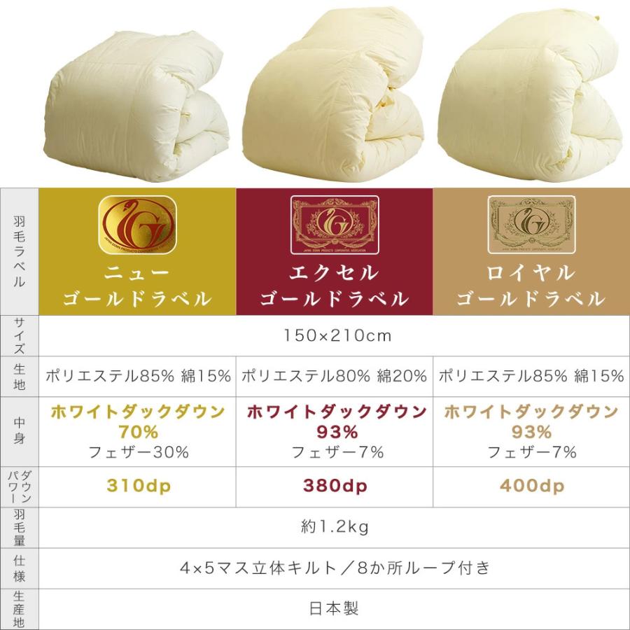 羽毛布団セット 3点 シングル 羽毛掛け布団 4層敷布団 枕 エクセル