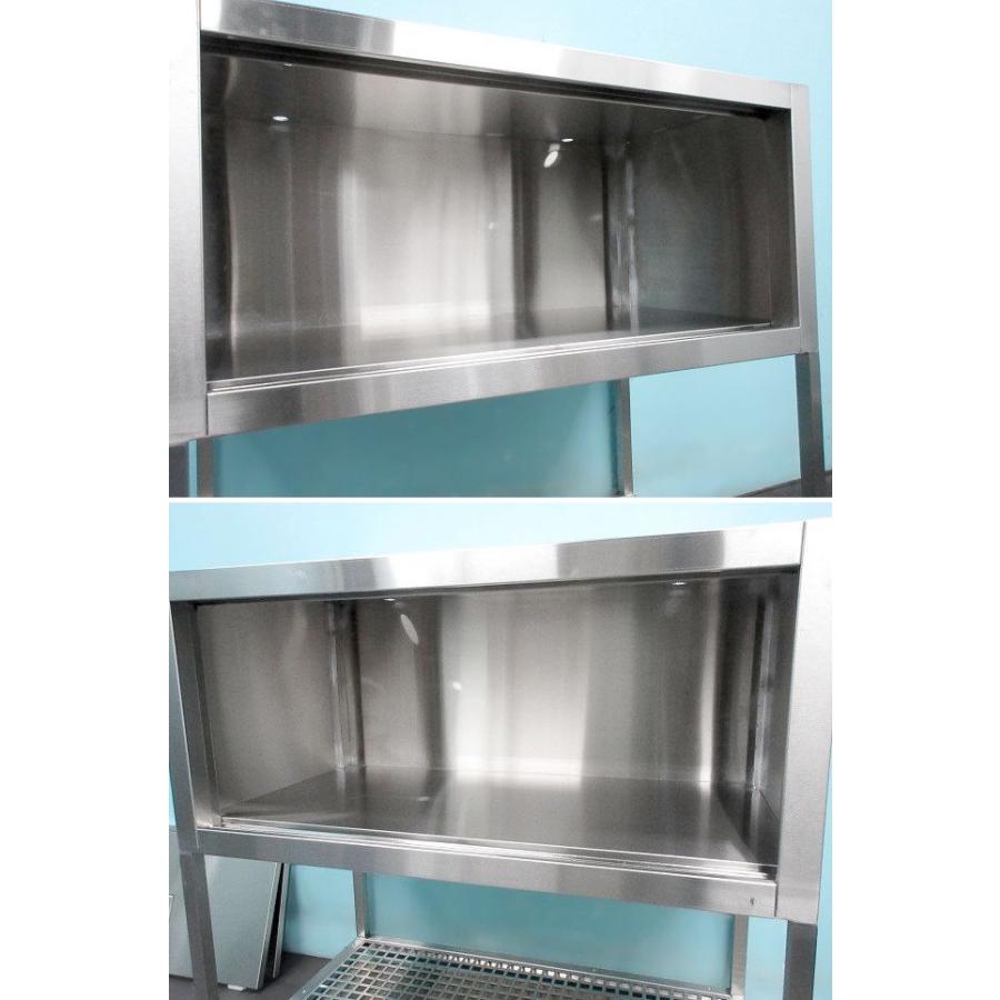 送料別】収納庫付き吊戸棚 下棚付き W900xD500xH850 ステンレス製