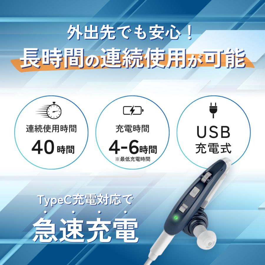 耳らくヒアリング 集音器 高齢者 耳掛け型 USB充電式 ワイヤレス 簡単