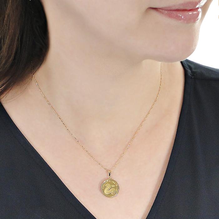 純金 K24 K18 2025 巳年 コイン ネックレス 1/20oz 送料無料