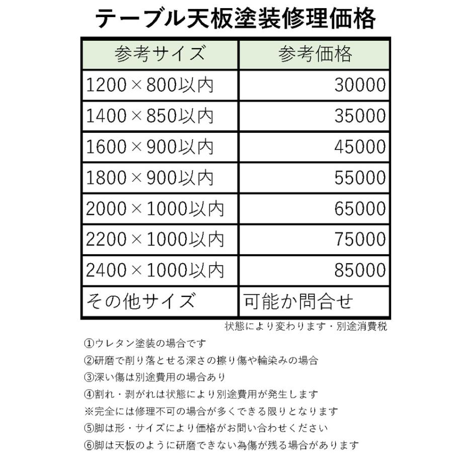 テーブル修理 キズ・輪染み テーブルリペア サイズや状態により対応可