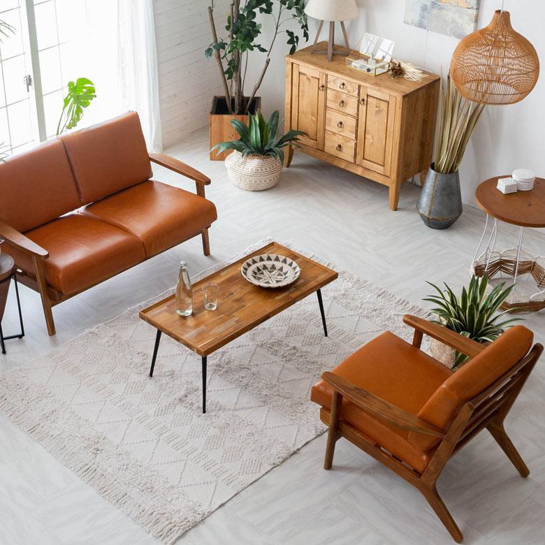 東谷 ソファ 1人掛け 1P 本革 木 幅 69cm キャメル ブラウン レザー