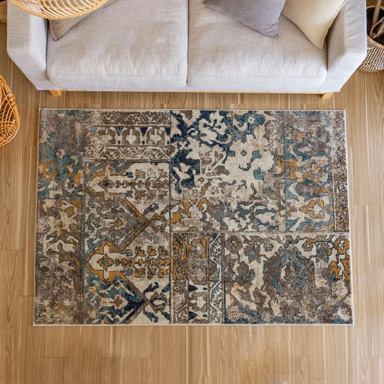 ラグ マット エジプト製 ペルシャ パッチワーク アンティーク風 絨毯