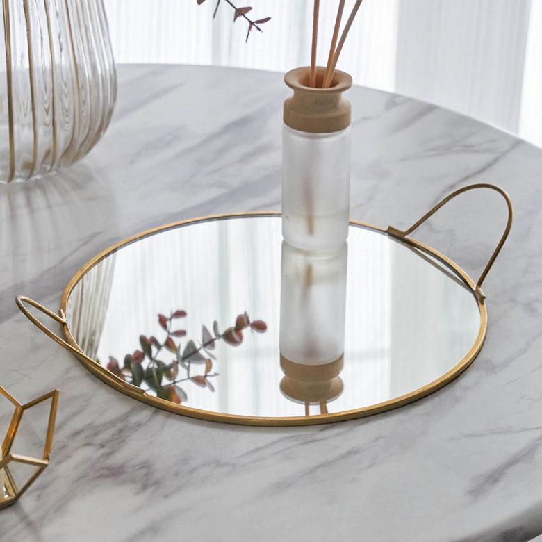 ELEMENTS ミラー トレー トレイ 鏡 ガラス 真鍮 ゴールド 直径22cm