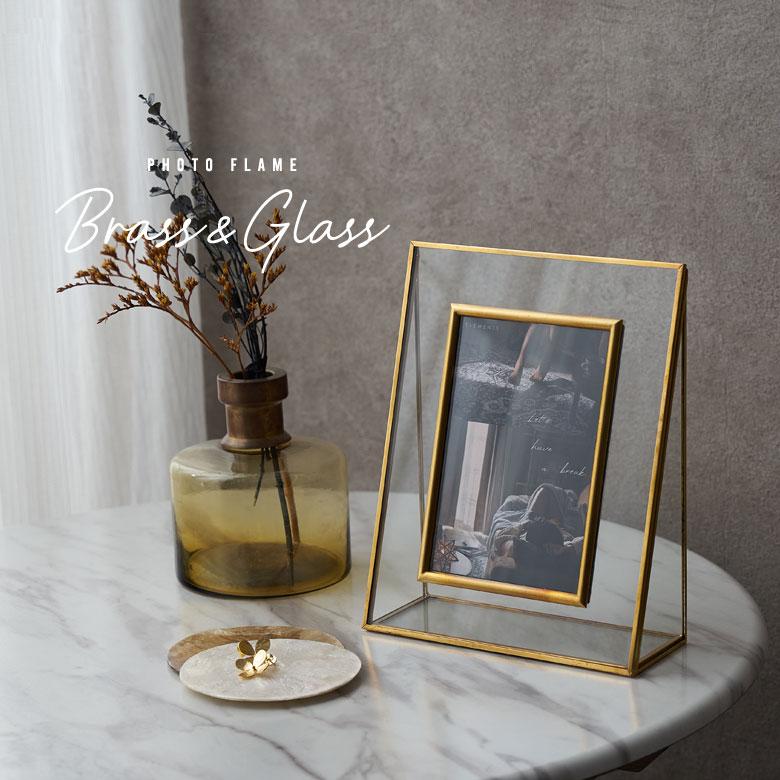 ELEMENTS ガラスと真鍮でできたフォトフレーム 写真立て おしゃれ