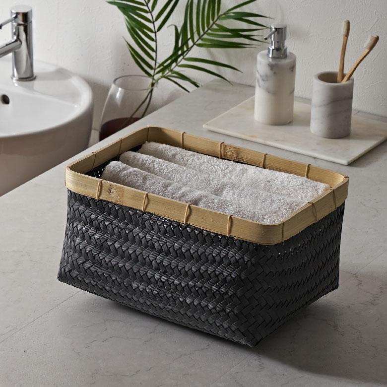 ELEMENTS バスケット Mサイズ かご 16L バンブー 竹 プラスチック