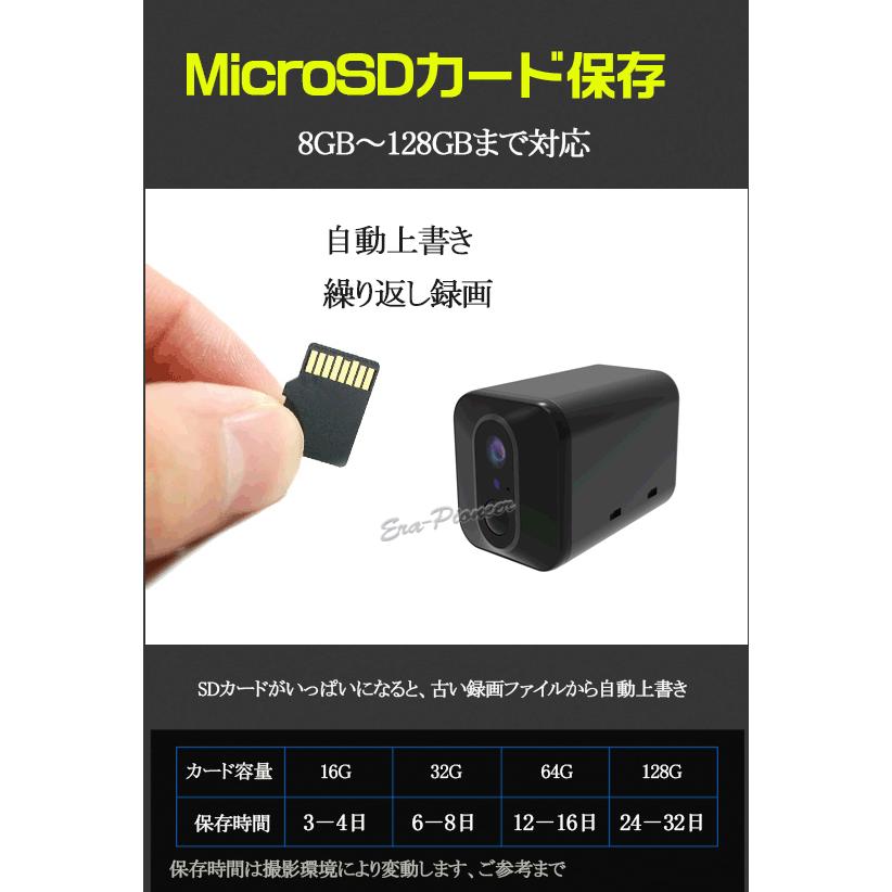 防犯カメラ ワイヤレス WiFi 長時間録画 小型 内蔵電池 SDカード録画