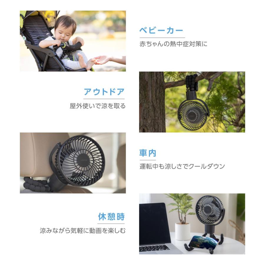 扇風機 卓上 360°自動首振り 小型 ミニファン 充電式 三脚ファン