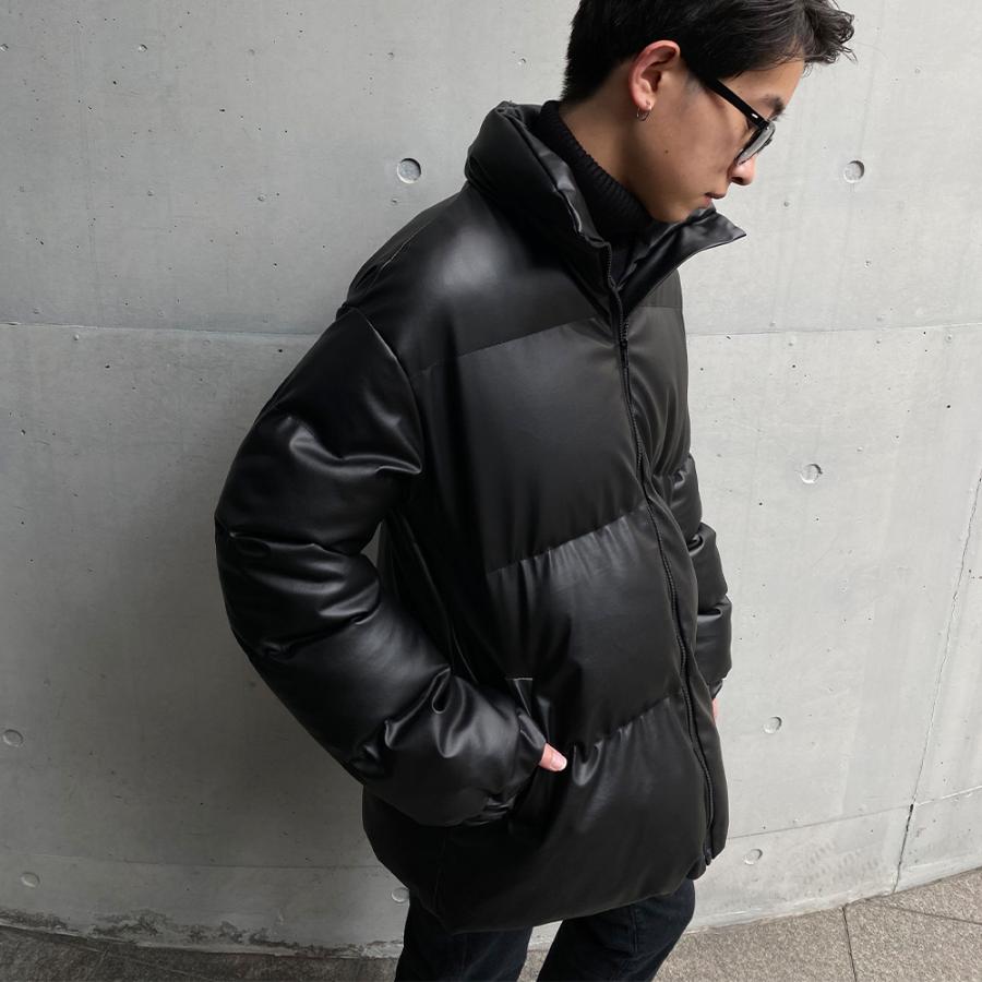 フェイクレザーダウンジャケット ダウンジャケット フェイクレザー