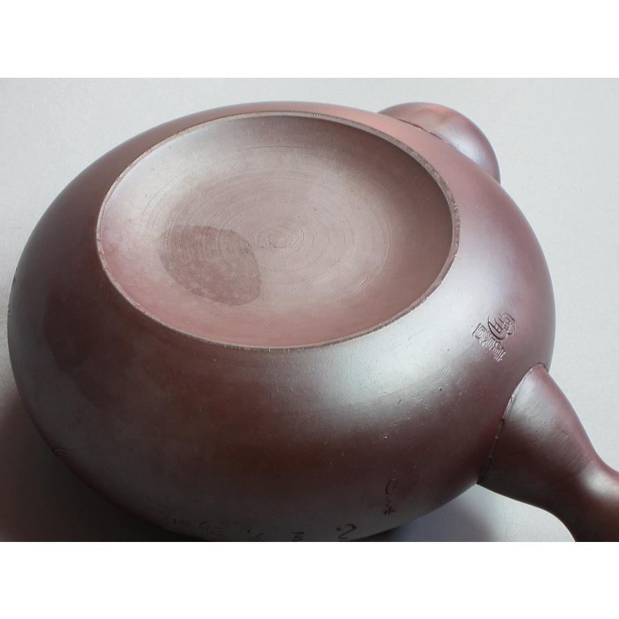 萬古焼 松鶴紋漢詩彫 横手急須 清泉堂 酔月造（四日市無形文化財