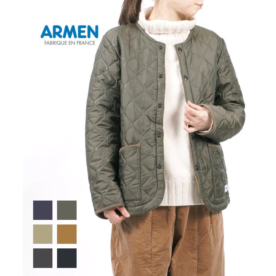 ARMEN（アーメン） キルティングジャケット ノーカラージャケット