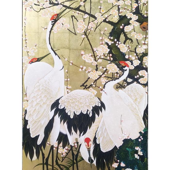漆絵 伊藤若冲の名作_梅花群鶴図 NH315 : 絵画制作専門ユーラシア