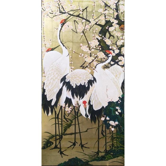 漆絵 伊藤若冲の名作_梅花群鶴図 NH315 : 絵画制作専門ユーラシア