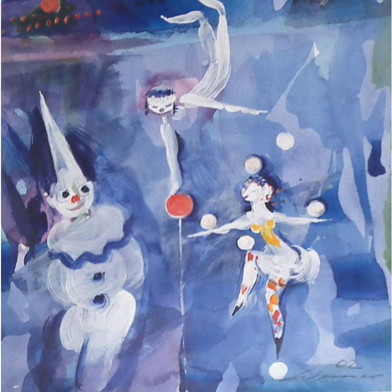 マイセン ハインツ・ヴェルナー 直筆 水彩画 アクロバットトリオ