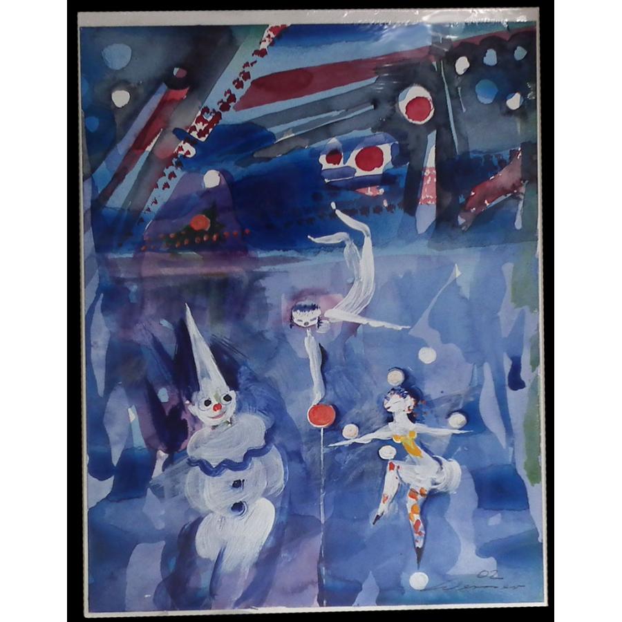 マイセン ハインツ・ヴェルナー 直筆 水彩画 アクロバットトリオ