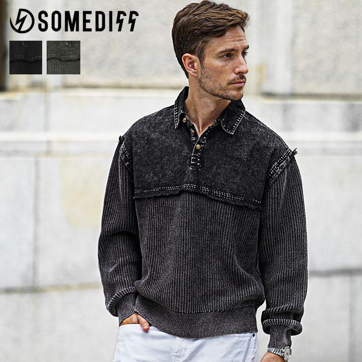 SOMEDIFF（サムディフ） セーター メンズ ビッグサイズ ニットポロ