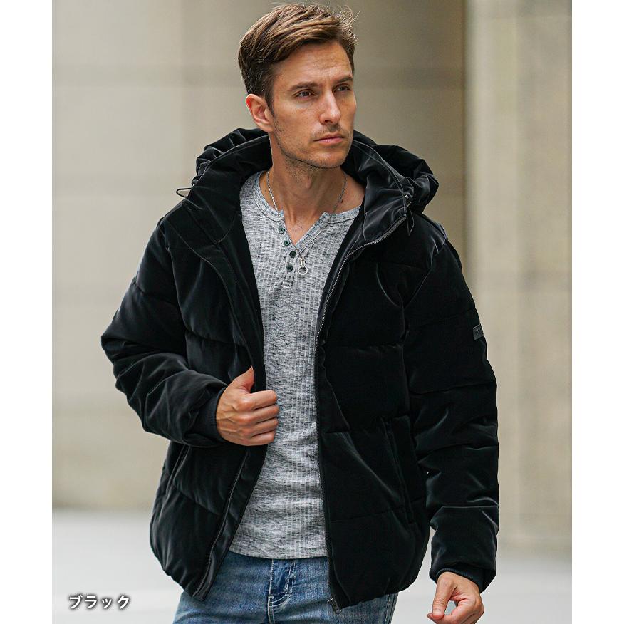 SOMEDIFF（サムディフ） 中綿ジャケット メンズ ベルベット PU レザー