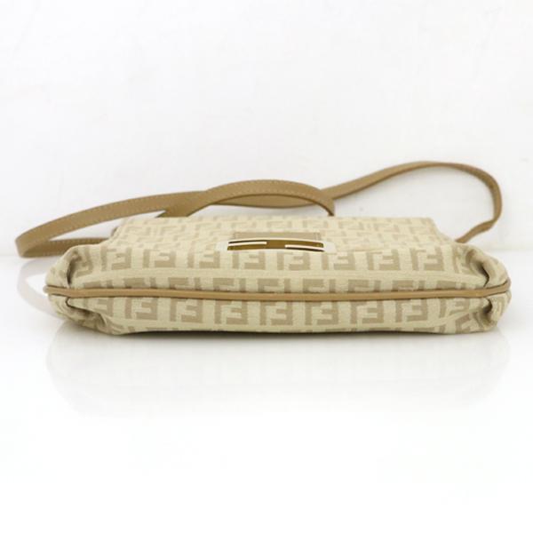 フェンディ FENDI ズッカ柄 ベージュ キャンバス レザー 2220-8BT075