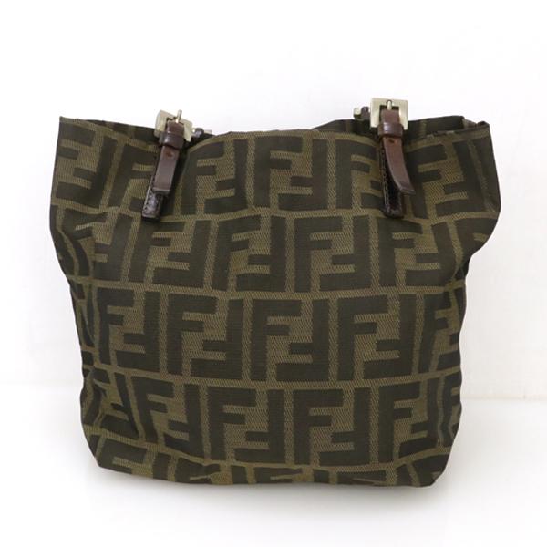 フェンディ FENDI ズッカ柄 ブラウン ナイロン レザー ミニトート