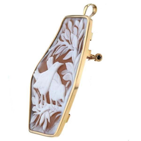 SERINA】【真贋査定済】K18 カメオ ペンダントトップ兼ブローチ K18