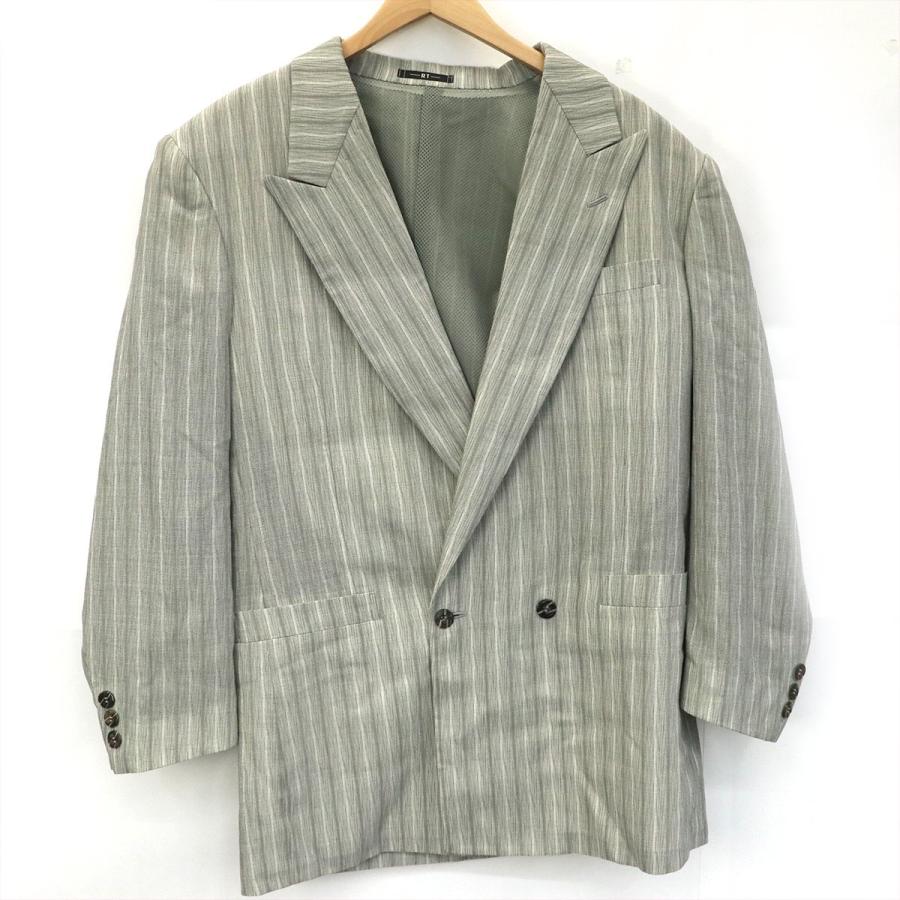リキタケウチ RIKI TAKEUCHI メンズWスーツ グレー ストライプ 50【kk