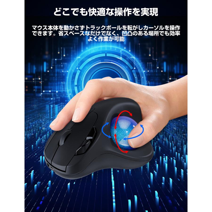 トラックボール ワイヤレスマウス Bluetooth+2.4GHz ボール ダブル