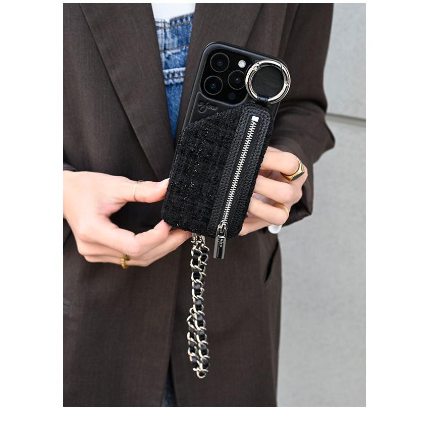 ajew（エジュー） iPhoneProMax対応 ajew tweed cadenas zipphone case