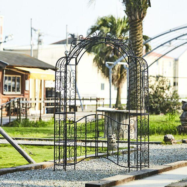 ☆新春クリアランスSALE！☆ アイアン 門扉付 アーチ メタル ガーデン