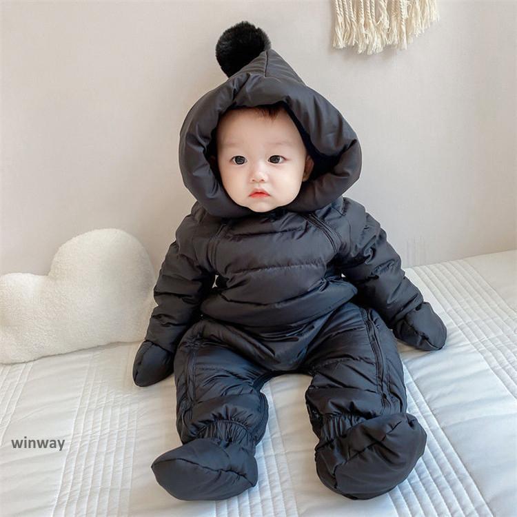秋冬 ベビー ロンパース ダウンコート カバーオール ジャンプスーツ