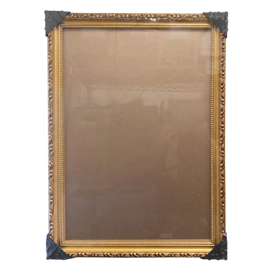 豪華 アンティーク ビンテージ風 A3用 額縁 木製フレーム 茶 ゴールド