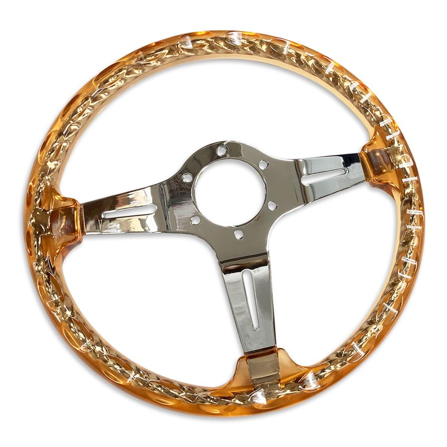 カスタム ツイスト アクリル ステアリング 約35φ 14インチ クリア