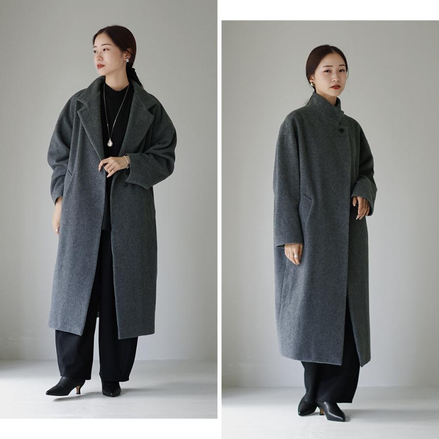 mizuiroind（ミズイロインド） ウールブレンド スタンドカラー コート