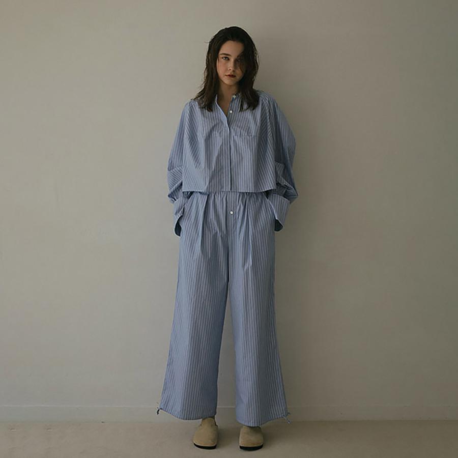 ETRE TOKYO（エトレトウキョウ） カーブスリーブバンドカラーシャツ