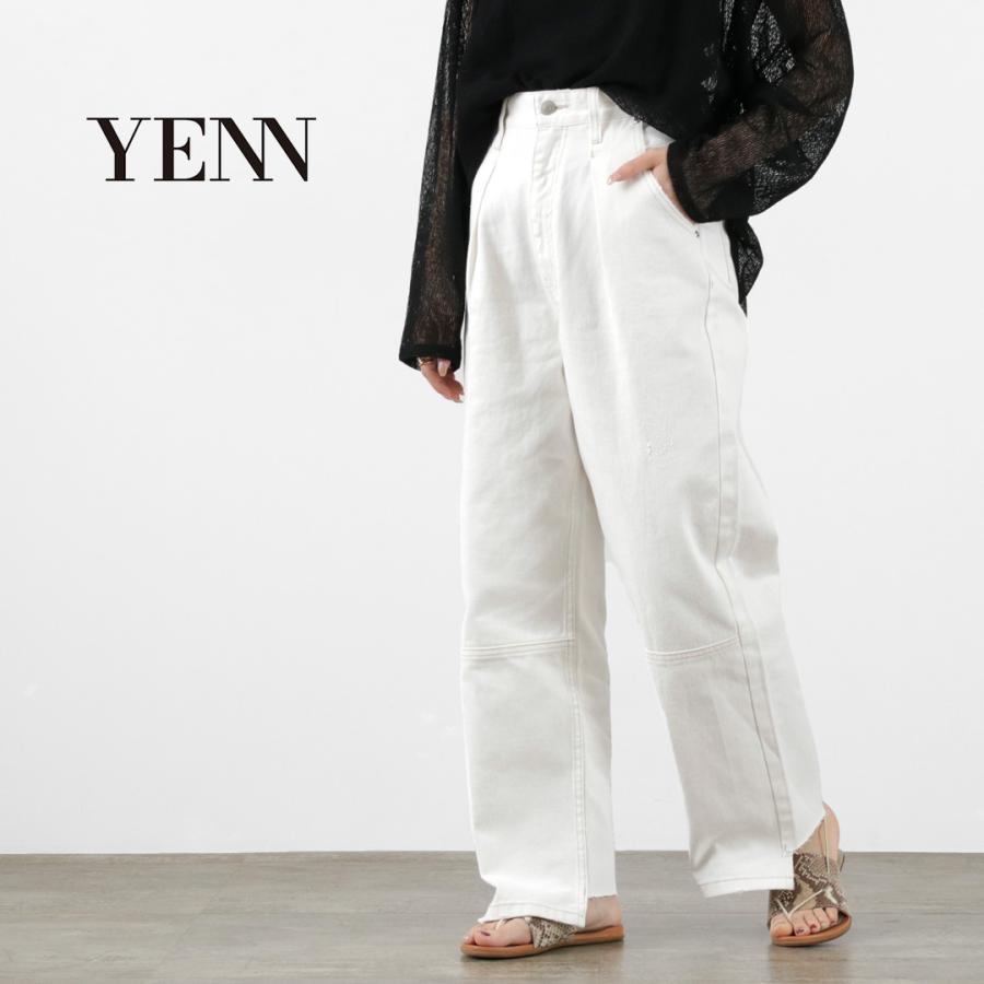 YENN YENN（イェン） ハイライズ タック ワイド パンツ ホワイト
