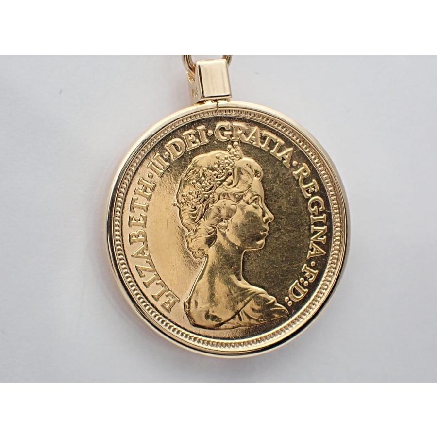 916 K22 ハーフソブリン金貨 ペンダントトップ K18枠 1982年銘