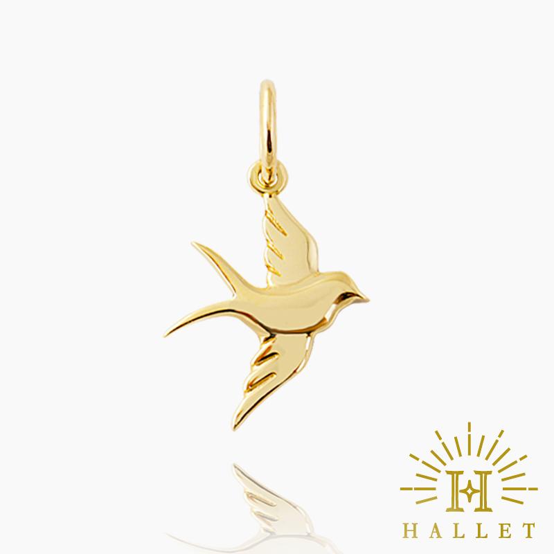 k18 ゴールド ネックレス ペンダントトップ ツバメチャーム つばめ 鳥
