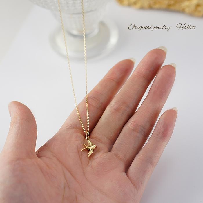 k18 ゴールド ネックレス ペンダントトップ ツバメチャーム つばめ 鳥