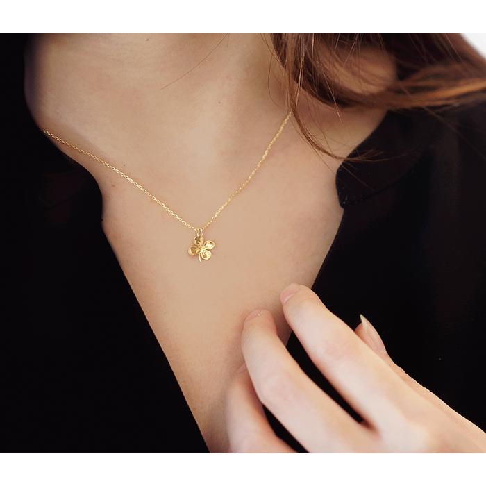 k18 ゴールド ネックレス 四葉のクローバー 18金 お守りジュエリー