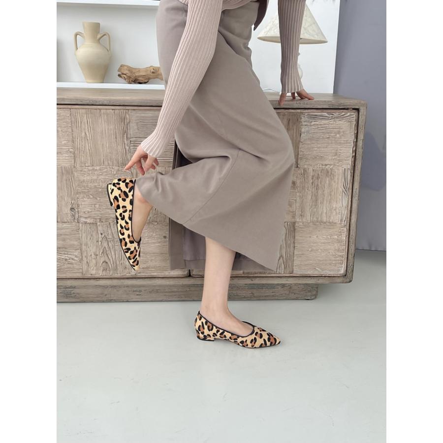 バレエシューズ パンプス ポインテッドトゥ カーフレザー フラット