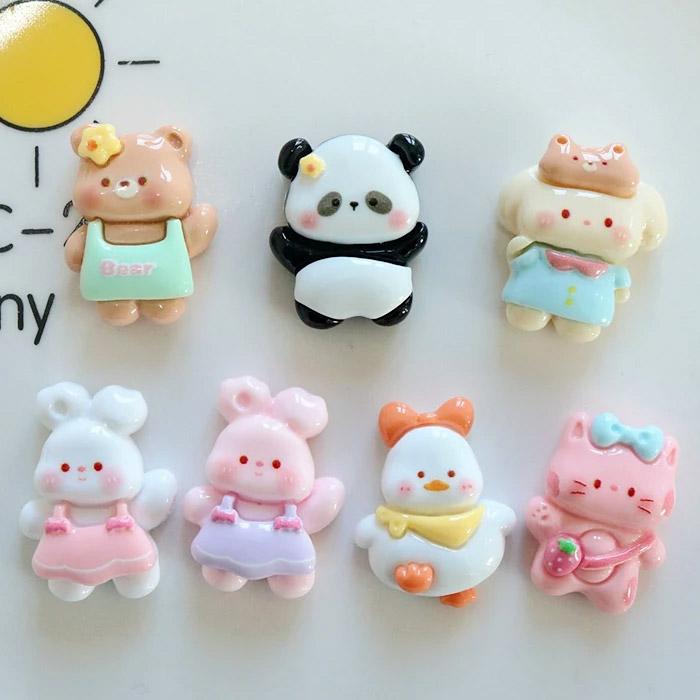 7種類のかわいい動物たち☆うさぎ ねこ くま パンダ にわとり☆貼り