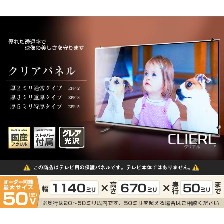 テレビ保護パネル 48 49 50型 50インチ クリアパネル テレビガード