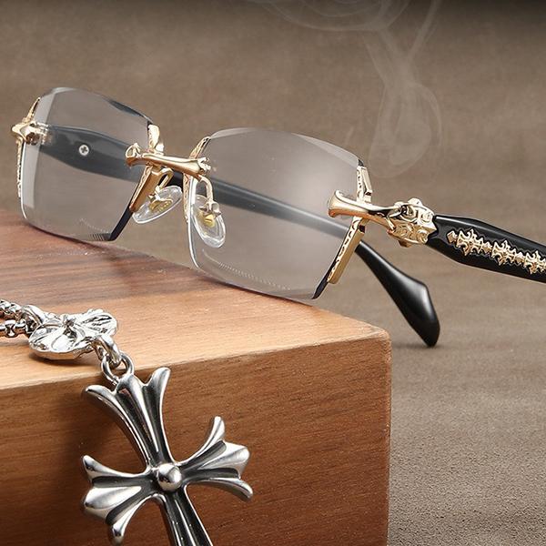 縁なしメガネ クロムハーツ風 星 スター クロス 十字架 レディース