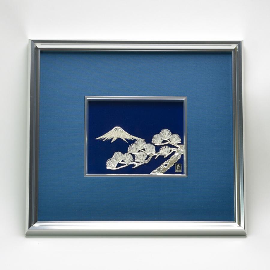 銀製 貴金属画 富士に松 B 2号 ( 光則（銀工芸） 退職祝い 定年 額縁