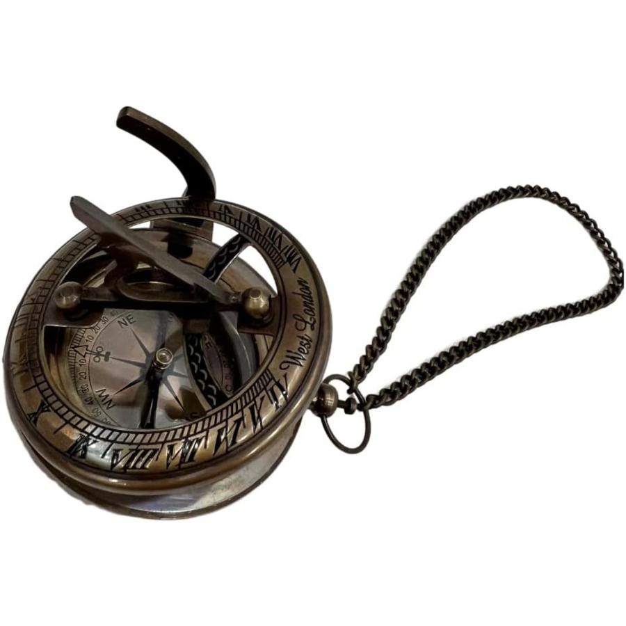 並行輸入品】アンティーク 航海 真鍮 日時計 コンパス プッシュボタン