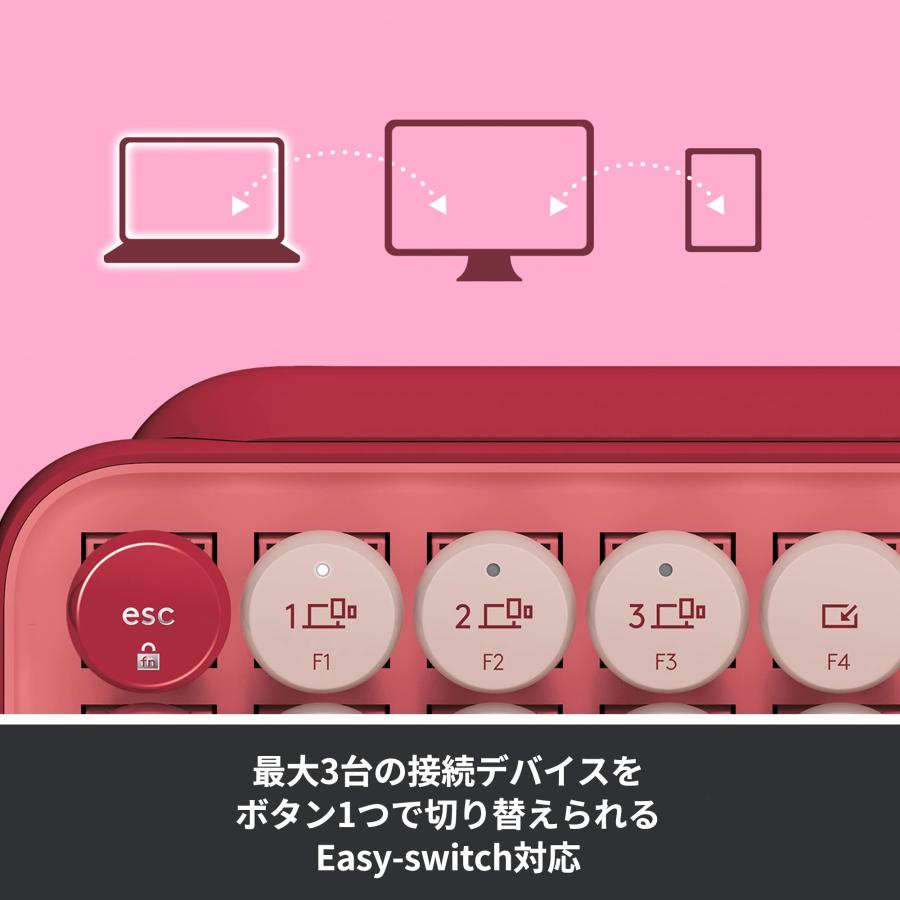 ロジテック Logitech Pop Keys Rose メカニカル ワイヤレス キーボード