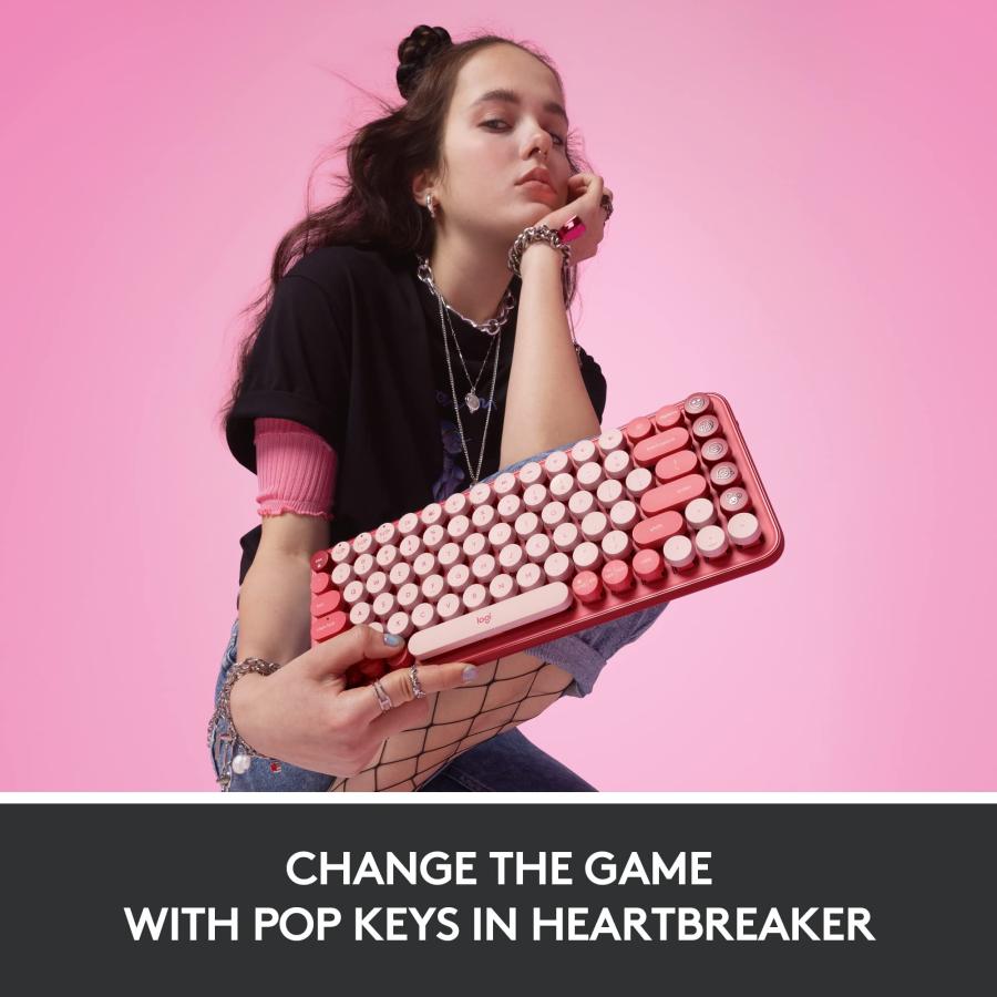 ロジテック Logitech Pop Keys Rose メカニカル ワイヤレス キーボード