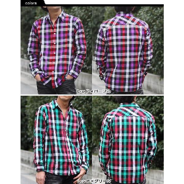 MARSALA カラフルブロックチェック長袖シャツ : ディアブロス - 通販