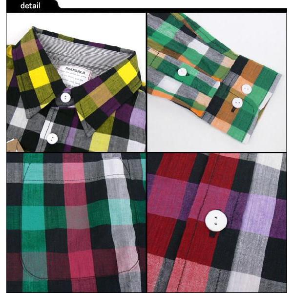 MARSALA カラフルブロックチェック長袖シャツ : ディアブロス - 通販