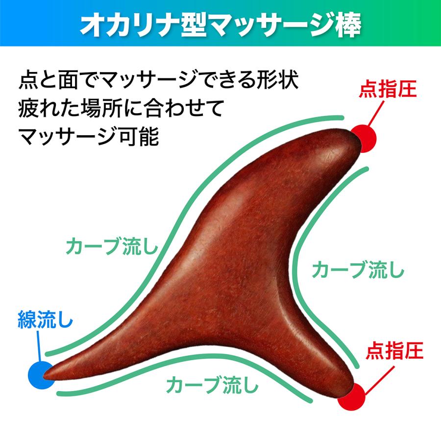 ツボ押し棒 木製 マッサージ棒 疲労回復 指圧 オカリナ型 棒型 リンパ