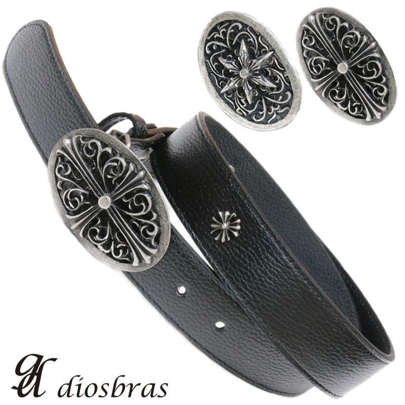 ベルト 本革 クロス バックル スター 星 アラベスク ゴシック コンチョ